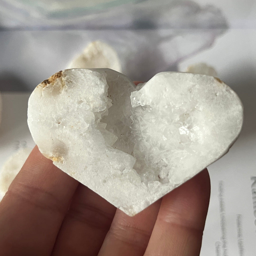 White Quartz Drusy Geode Heart (Small)