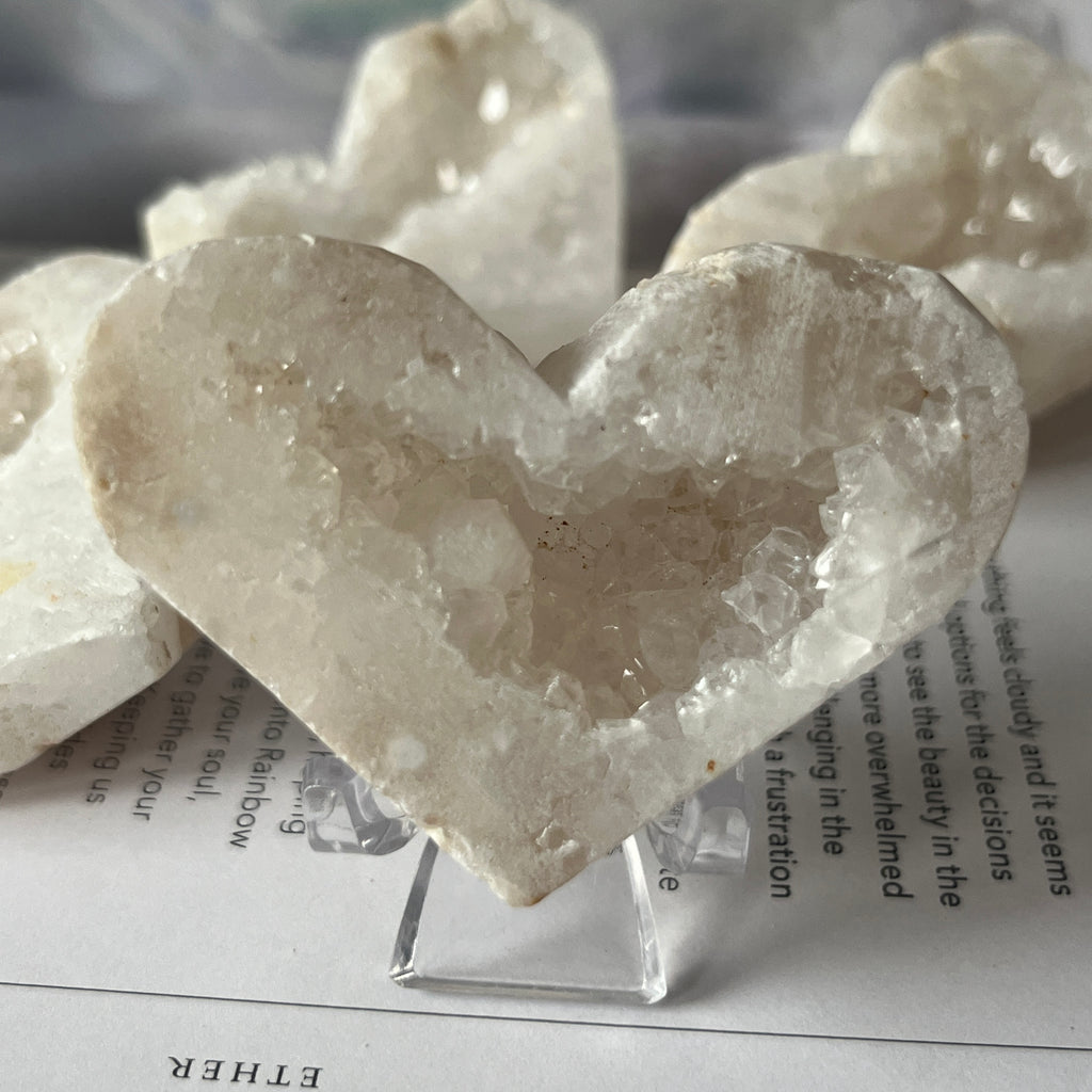 White Quartz Drusy Geode Heart (Small)