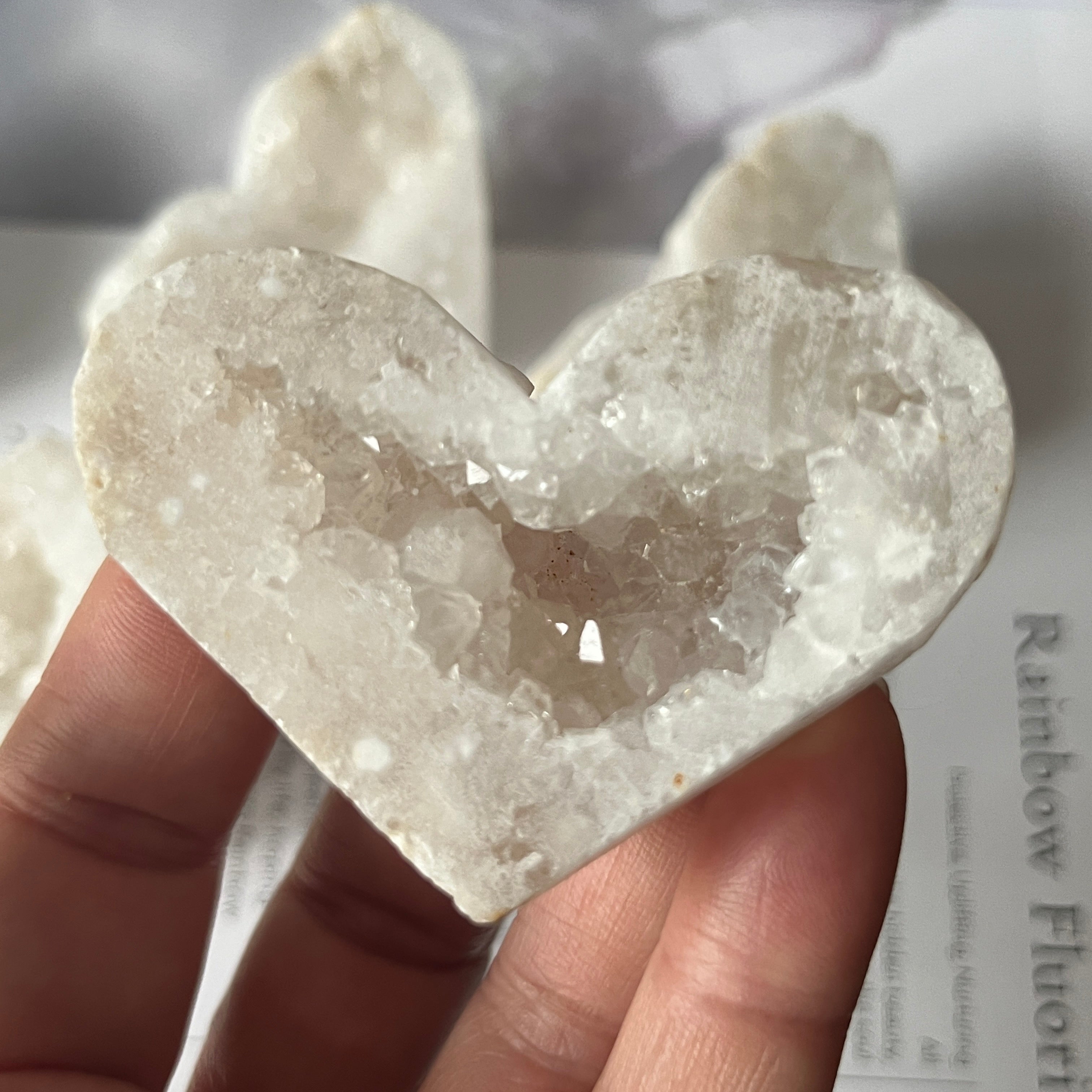 White Quartz Drusy Geode Heart (Small)