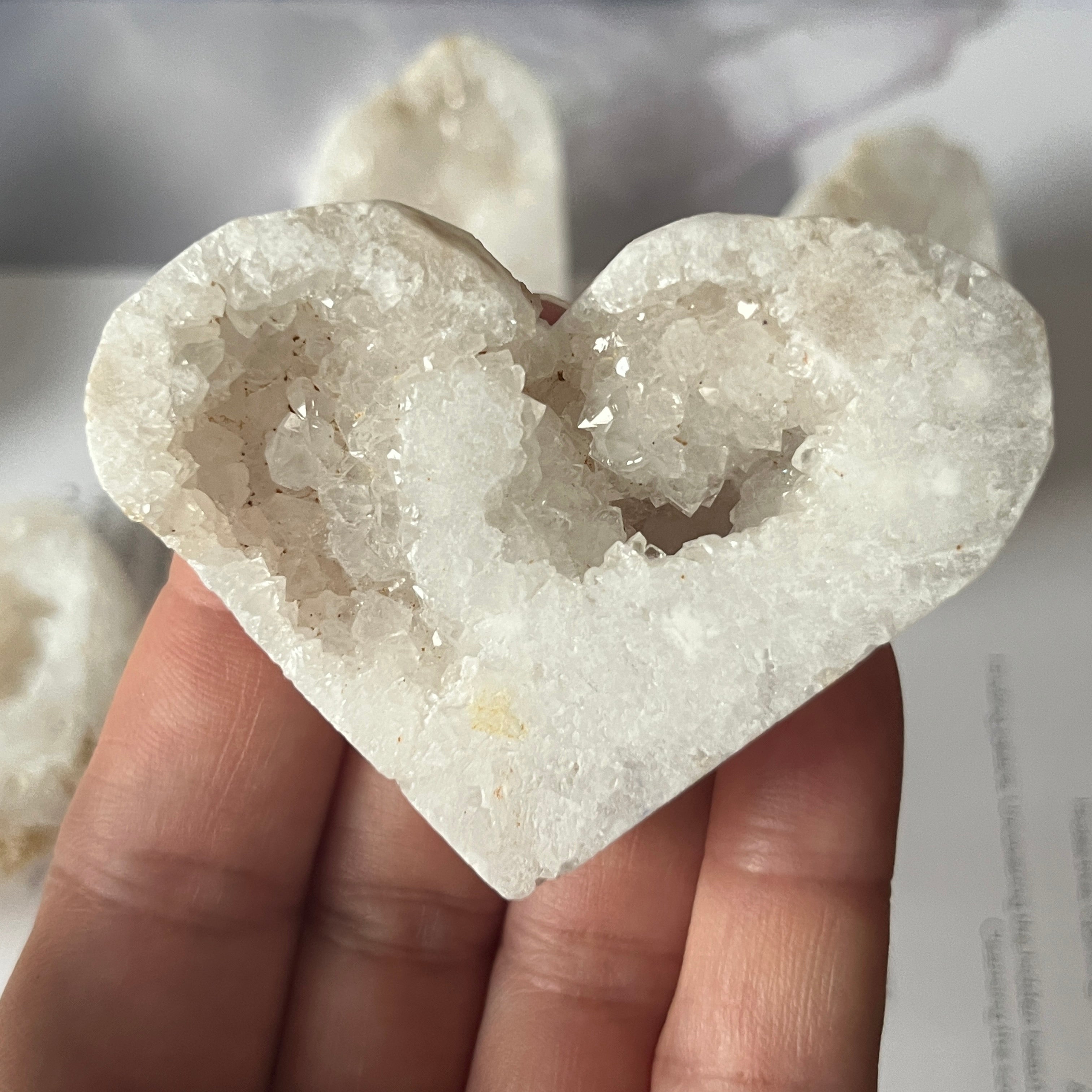 White Quartz Drusy Geode Heart (Small)