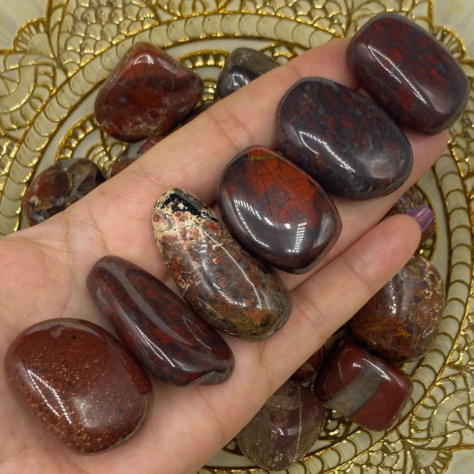 Poppy Jasper Tumblestones - Vitality & Spiritual Perception Large Crystals