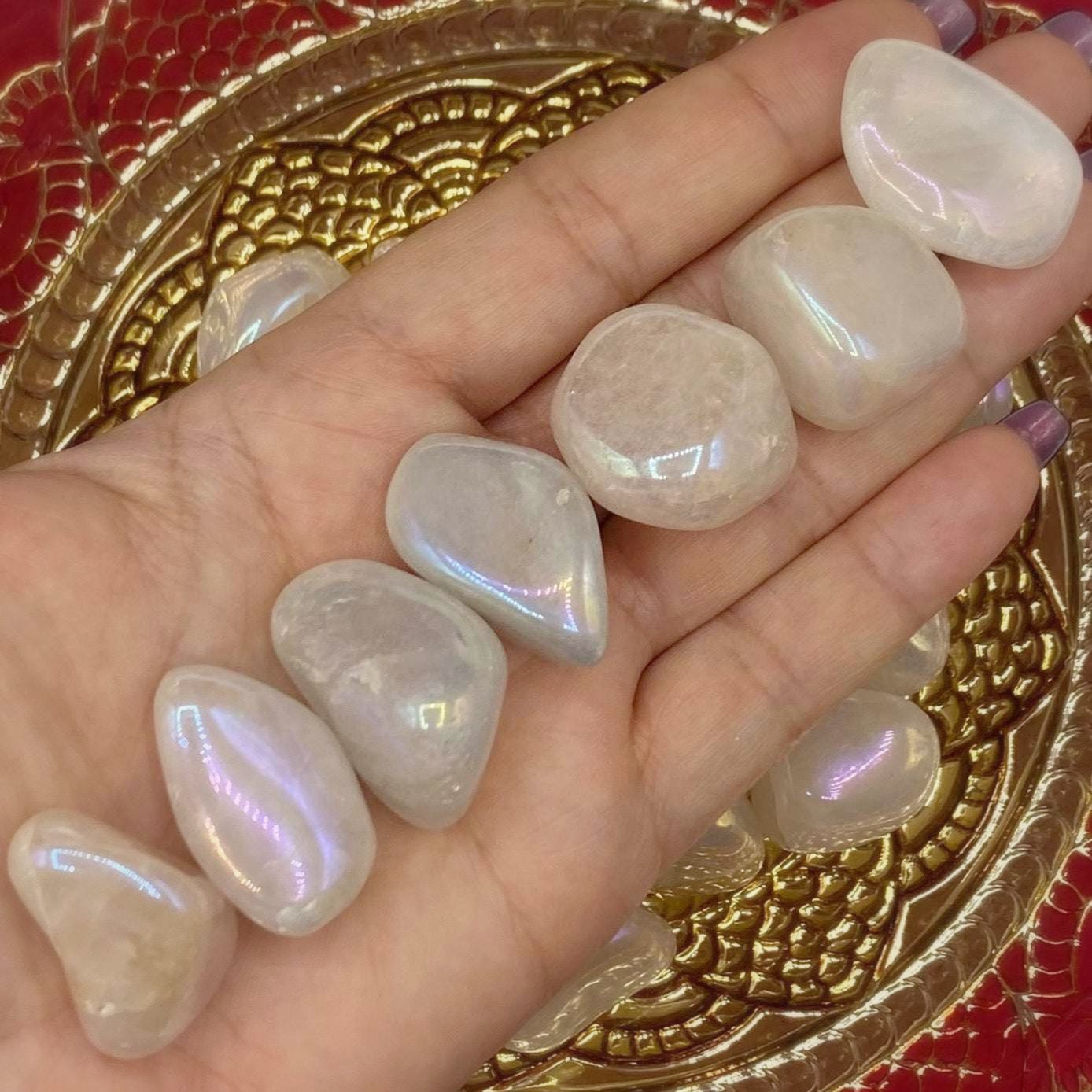 Rose Aura Quartz Tumblestones - Universal & Unconditional Love Crystals