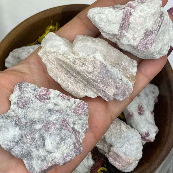 Rough Pink Tourmaline in Quartz Matrix Chunk - Emotional Healing & Self-Esteem 60g - 80g Crystals