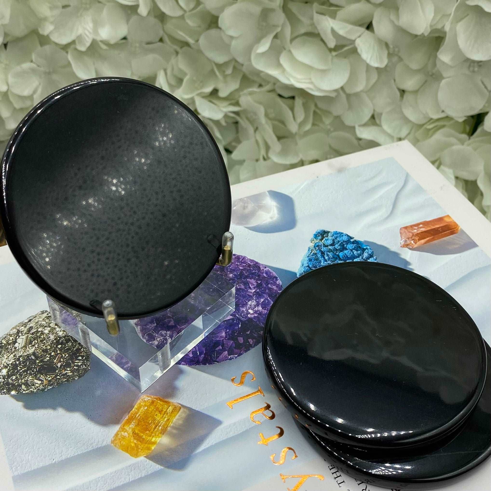 Black Obsidian Scrying Mirror Crystals