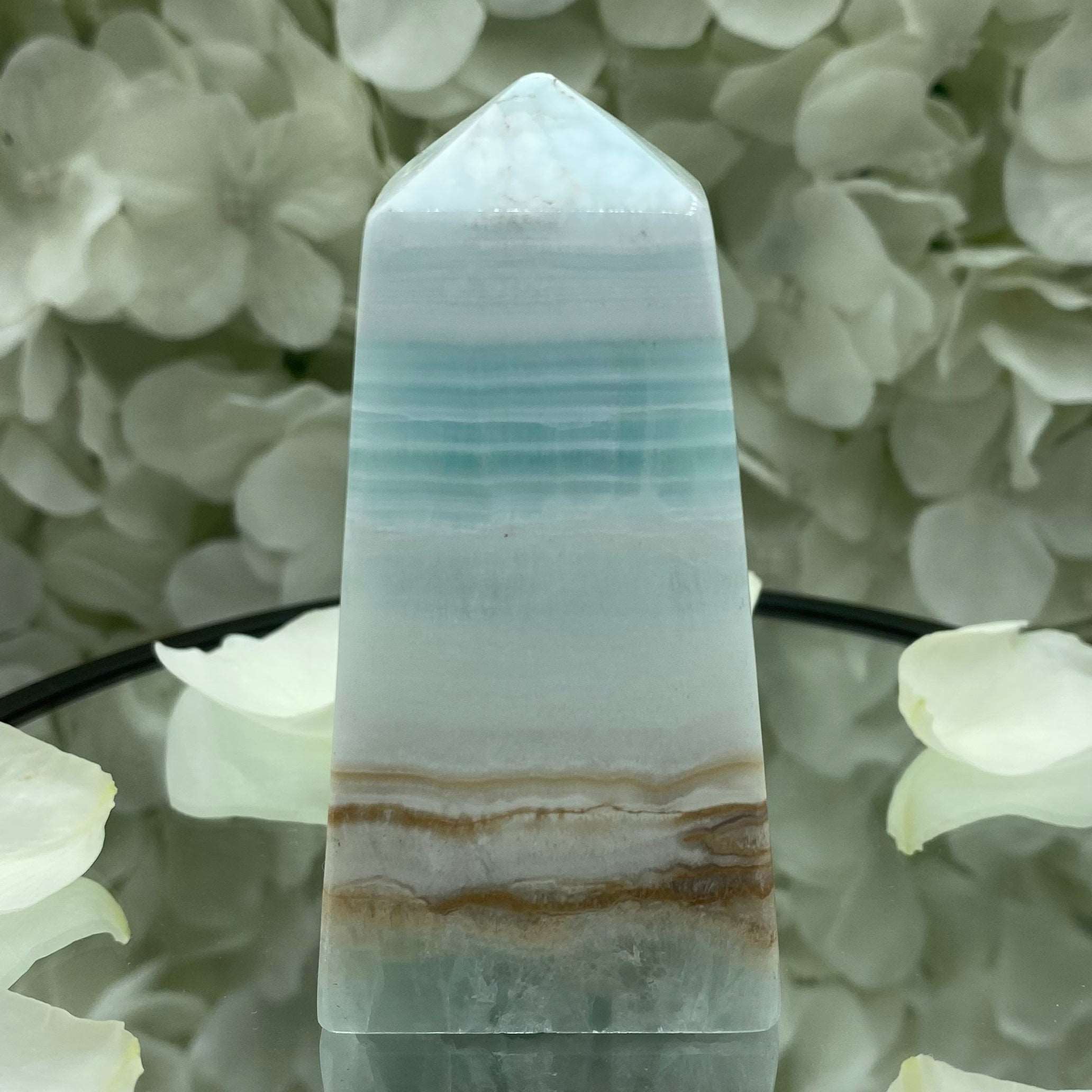 Caribbean Calcite Obelisk - Spiritual Growth & Self-Confidence Crystals