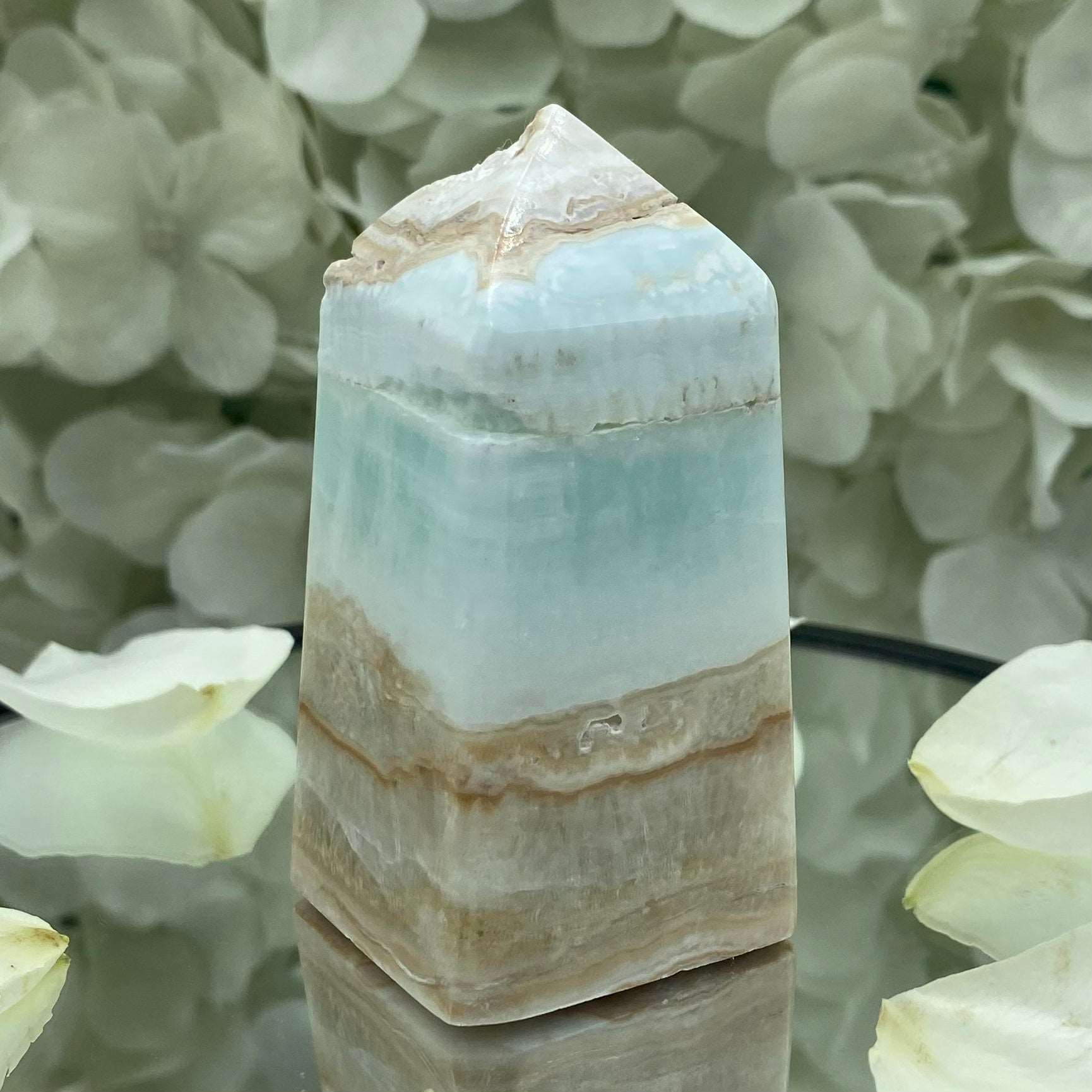 Caribbean Calcite Obelisk - Spiritual Growth & Self-Confidence Crystals
