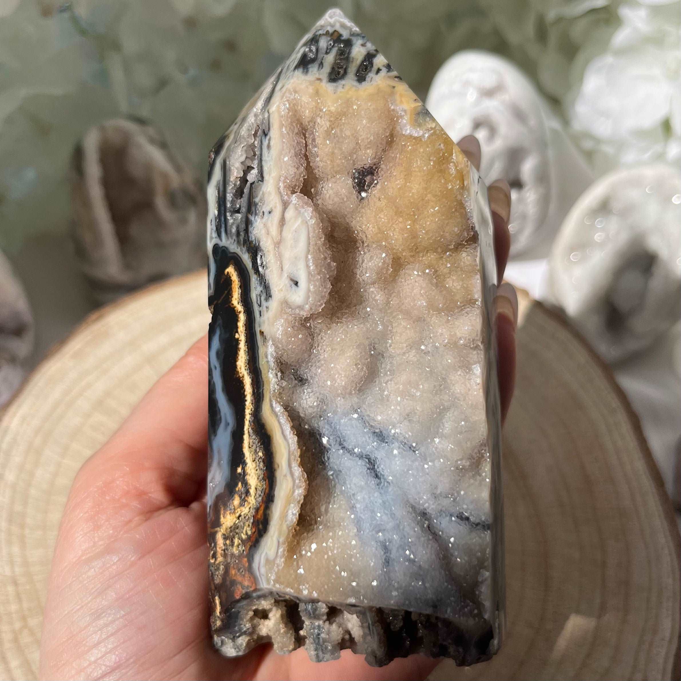Agate Drusy Polished Point- Balance & Harmony Crystals