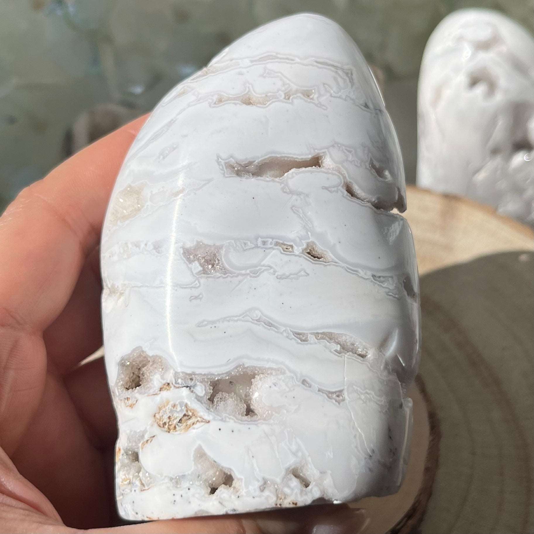 Druzy Snow Agate Freeform 9.5cm x 6.2cm Crystals