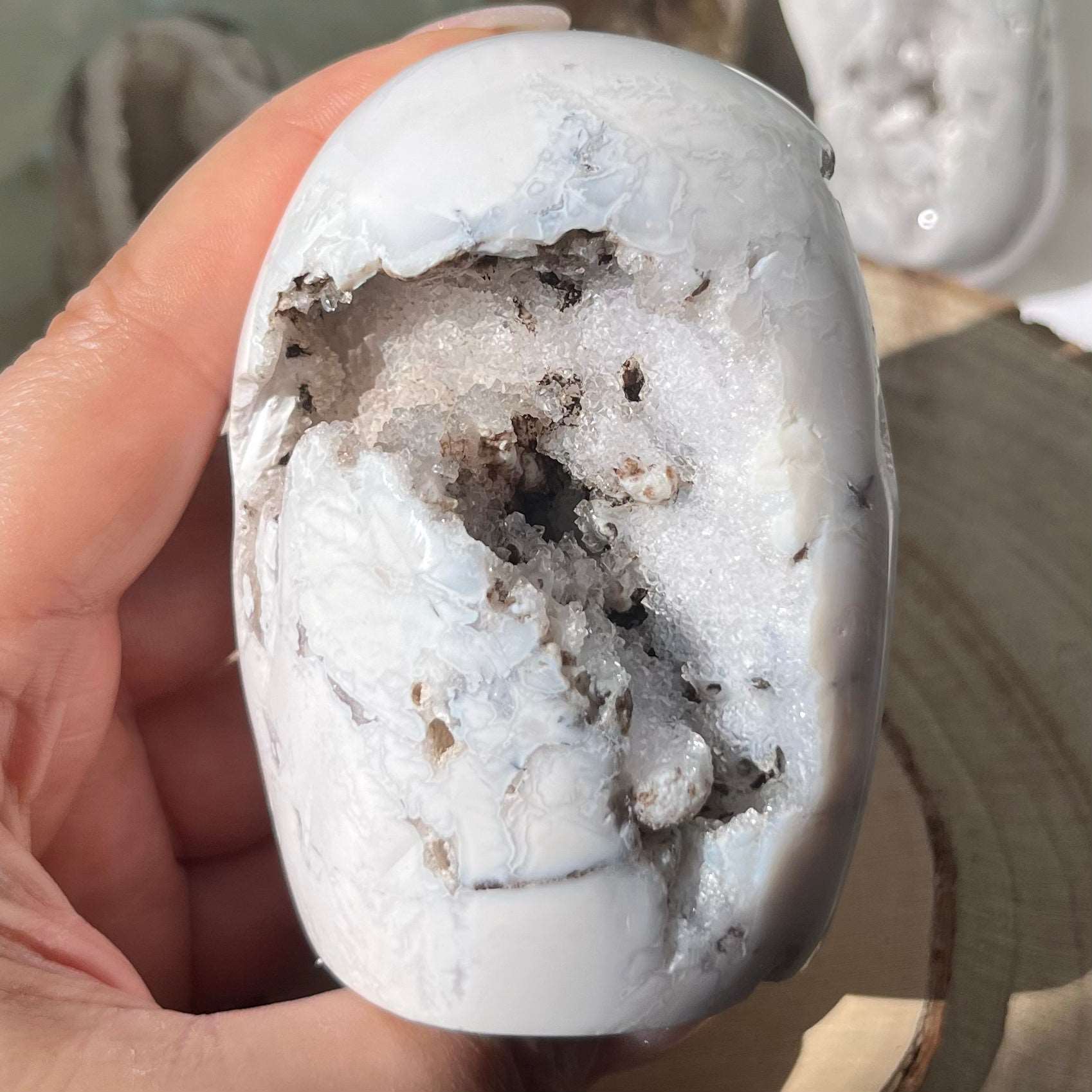 Druzy Snow Agate Freeform 8.5cm x 6cm Crystals