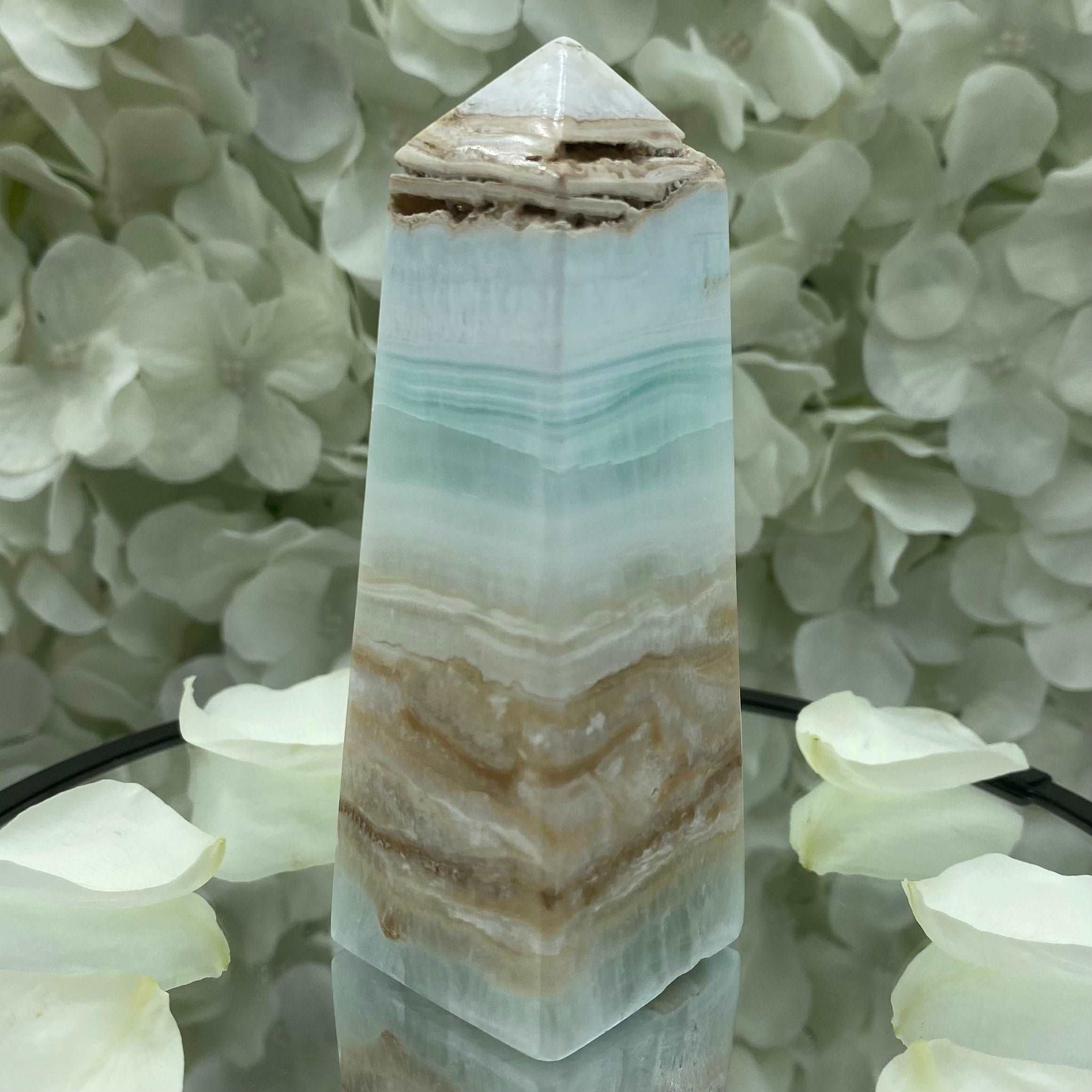 Caribbean Calcite Obelisk - Spiritual Growth & Self-Confidence 5- 9.6cm x 3cm Crystals