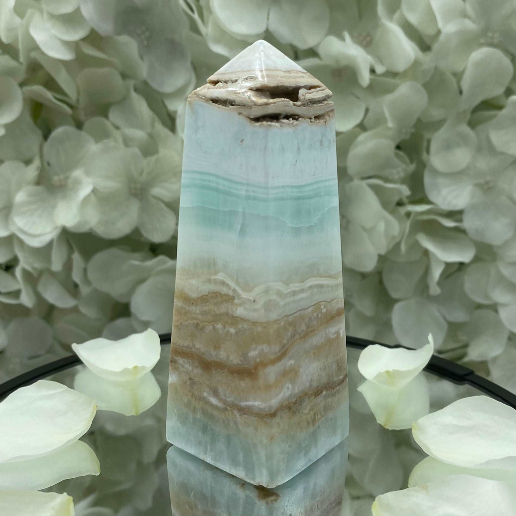 Caribbean Calcite Obelisk - Spiritual Growth & Self-Confidence Crystals