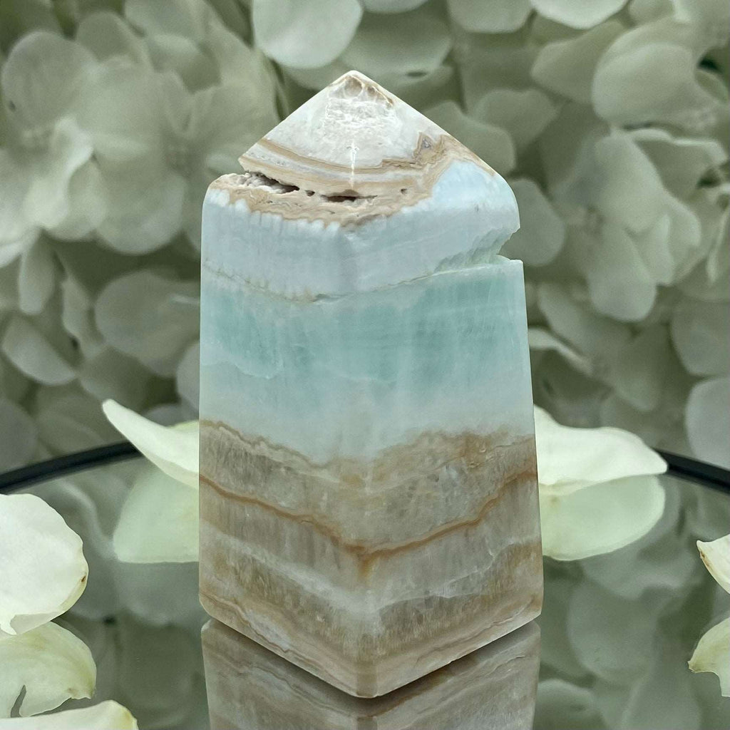 Caribbean Calcite Obelisk - Spiritual Growth & Self-Confidence 1- 6.9cm x 3.1cm Crystals