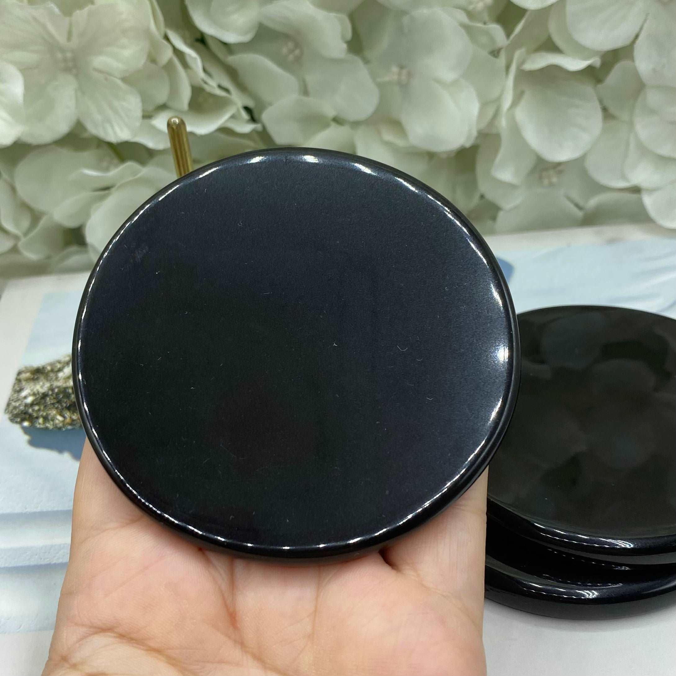 Black Obsidian Scrying Mirror Crystals