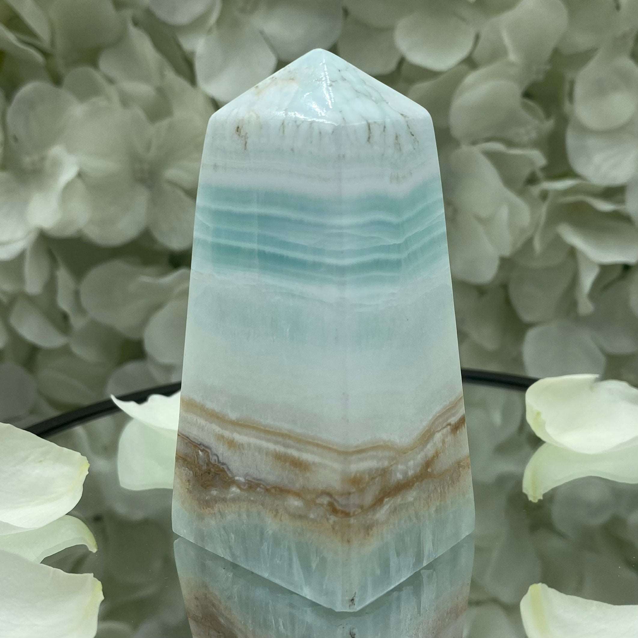Caribbean Calcite Obelisk - Spiritual Growth & Self-Confidence 4- 7.5cm x 3.6cm Crystals