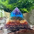 Chakra Orgonite Pyramid 7.5cm x 5.5cm Crystals