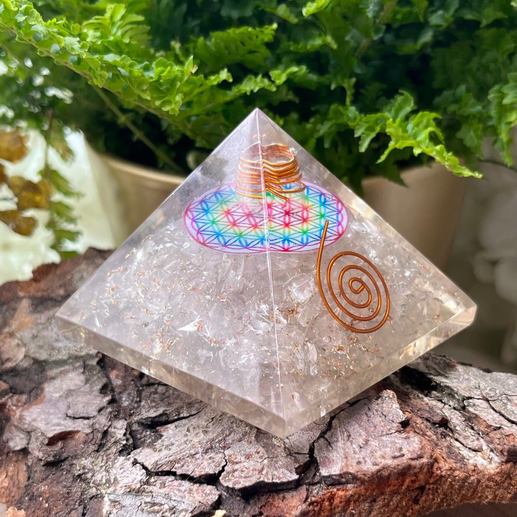 Quartz Flower Of Life Orgonite Pyramid Crystals