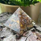Tiger's Eye Orgonite Pyramid - Courage & Protection Crystals
