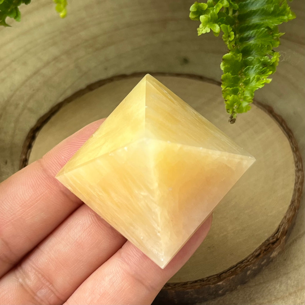 Triangular Pyramid Calcite Orange Calcite Pyramid - Joy & Creativity – BD Crystals