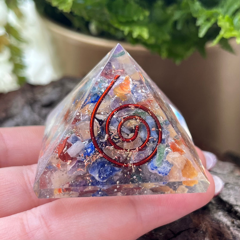 Mixed Crystals Orgonite Pyramid 4cm Crystals