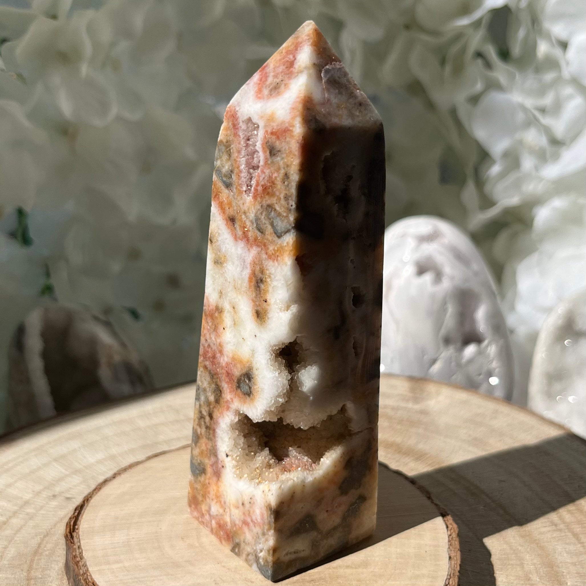 Zebra Agate Druzy Obelisk Crystals