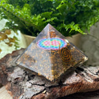 Tiger's Eye Flower Of Life Orgonite Pyramid Crystals