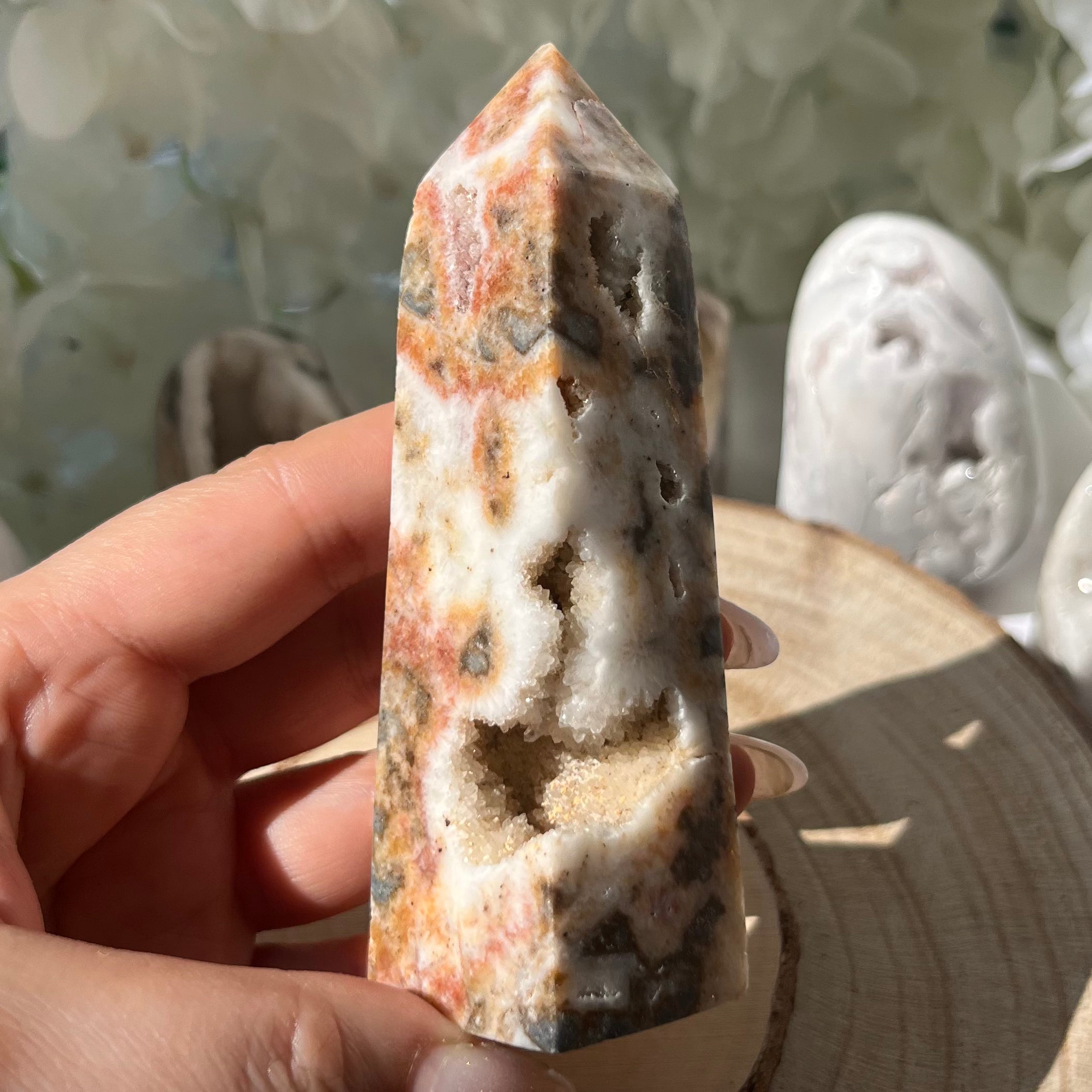 Zebra Agate Druzy Obelisk Crystals