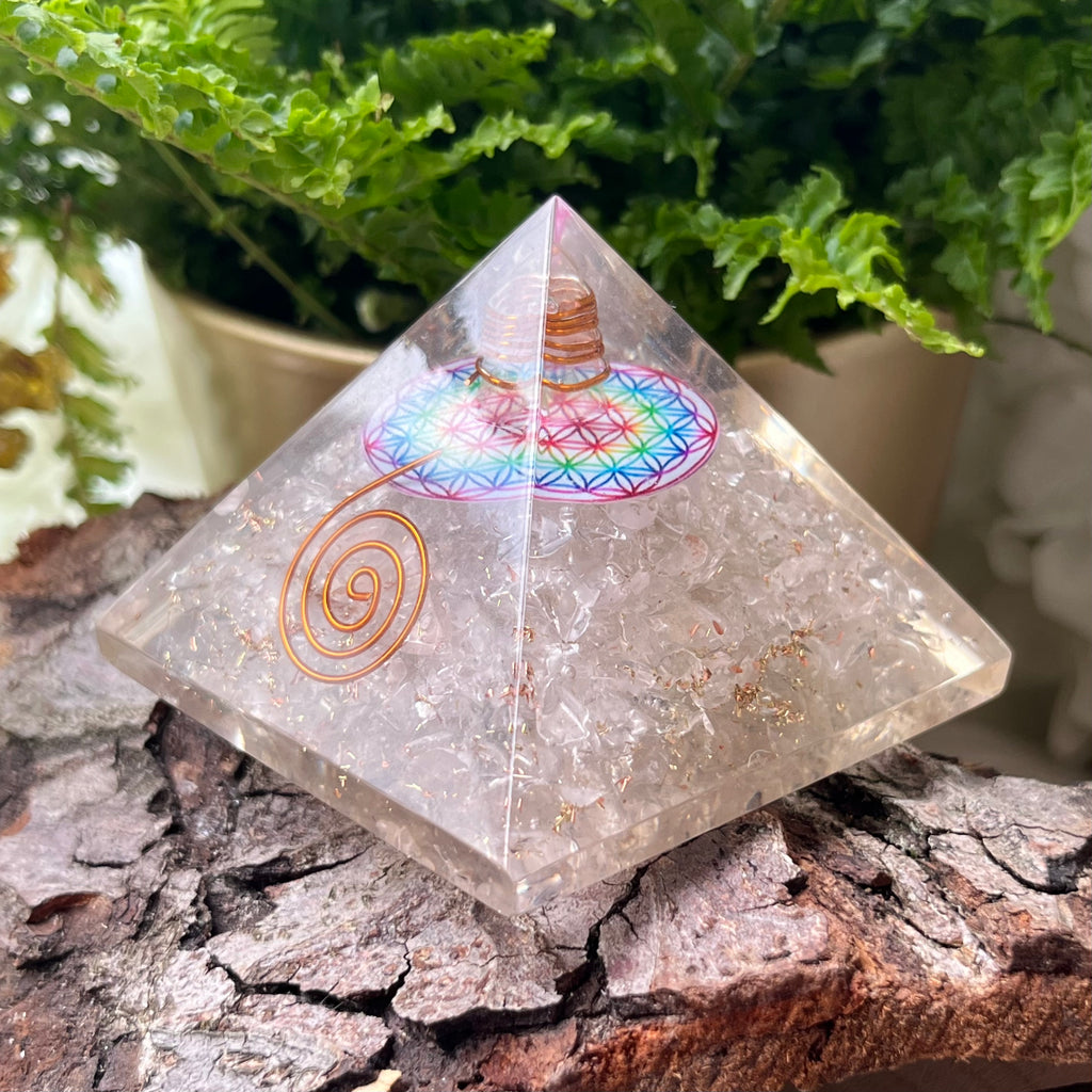 Quartz Flower Of Life Orgonite Pyramid Crystals