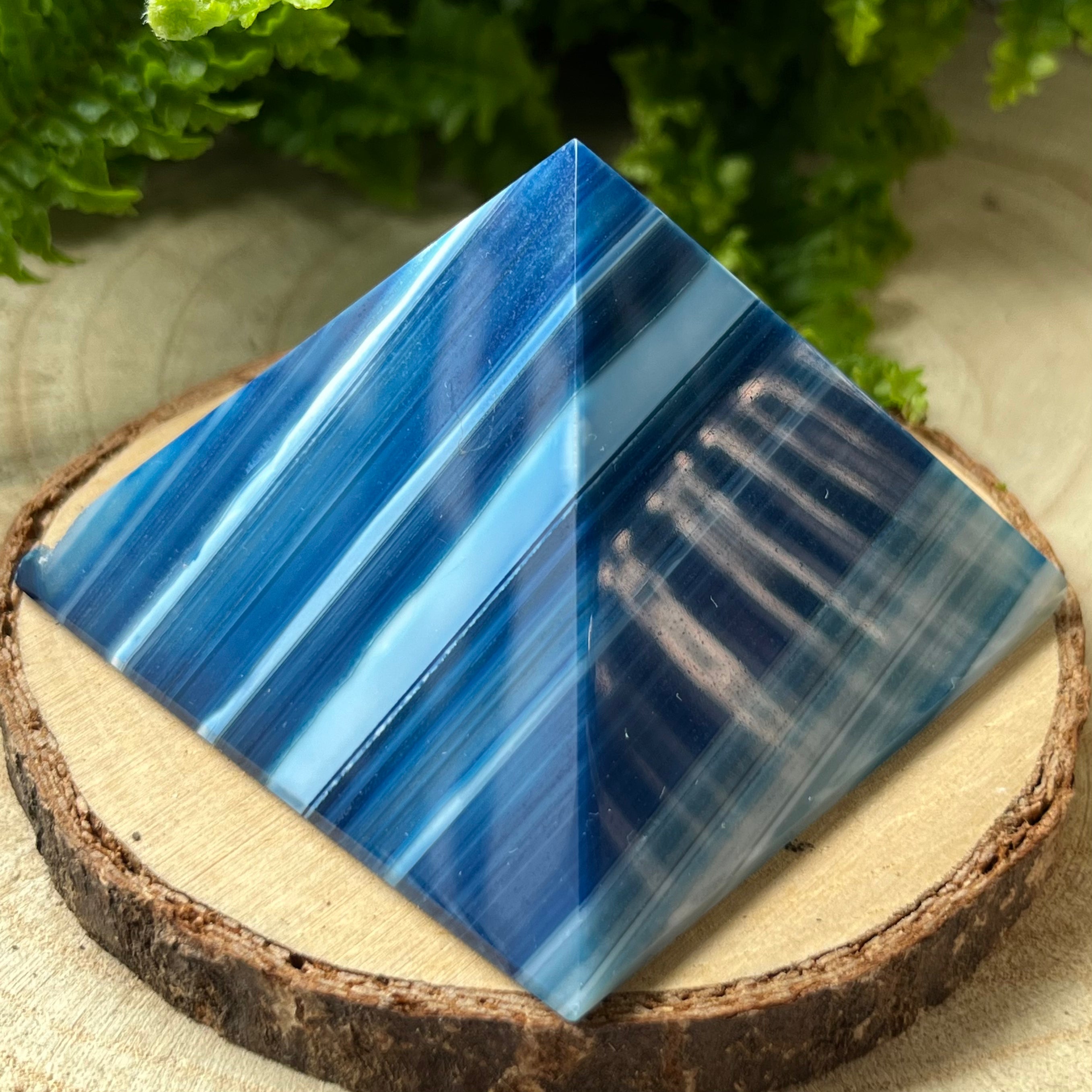 Blue Agate Pyramid - Peace & Happiness Crystals