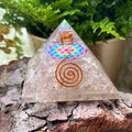 Quartz Flower Of Life Orgonite Pyramid 6.8cm Crystals