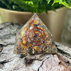 Tiger's Eye Orgonite Pyramid - Courage & Protection 4cm Crystals
