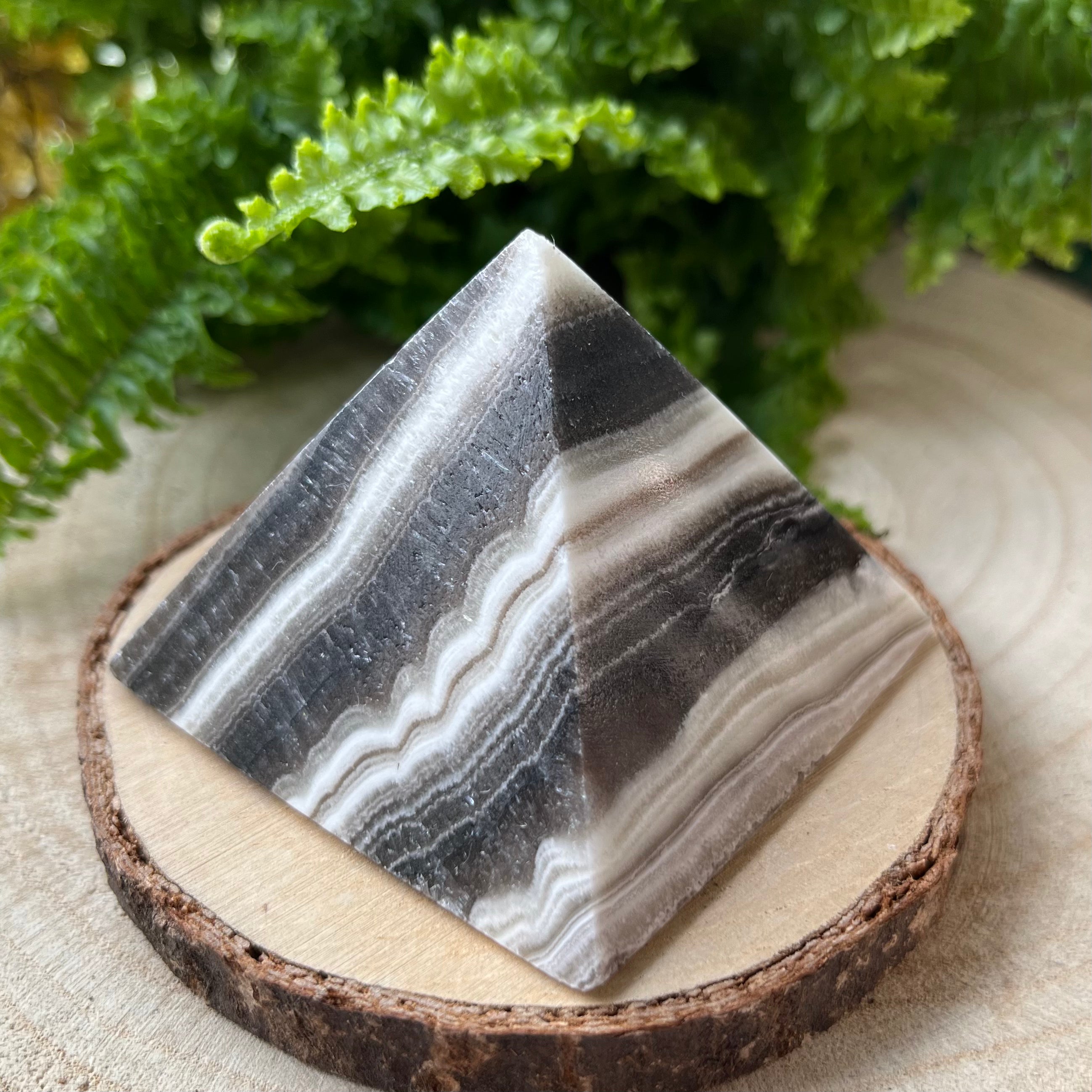 Zebra Onyx Pyramid - Happiness & Protection Crystals
