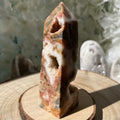 Zebra Agate Druzy Obelisk 10.6cm Crystals