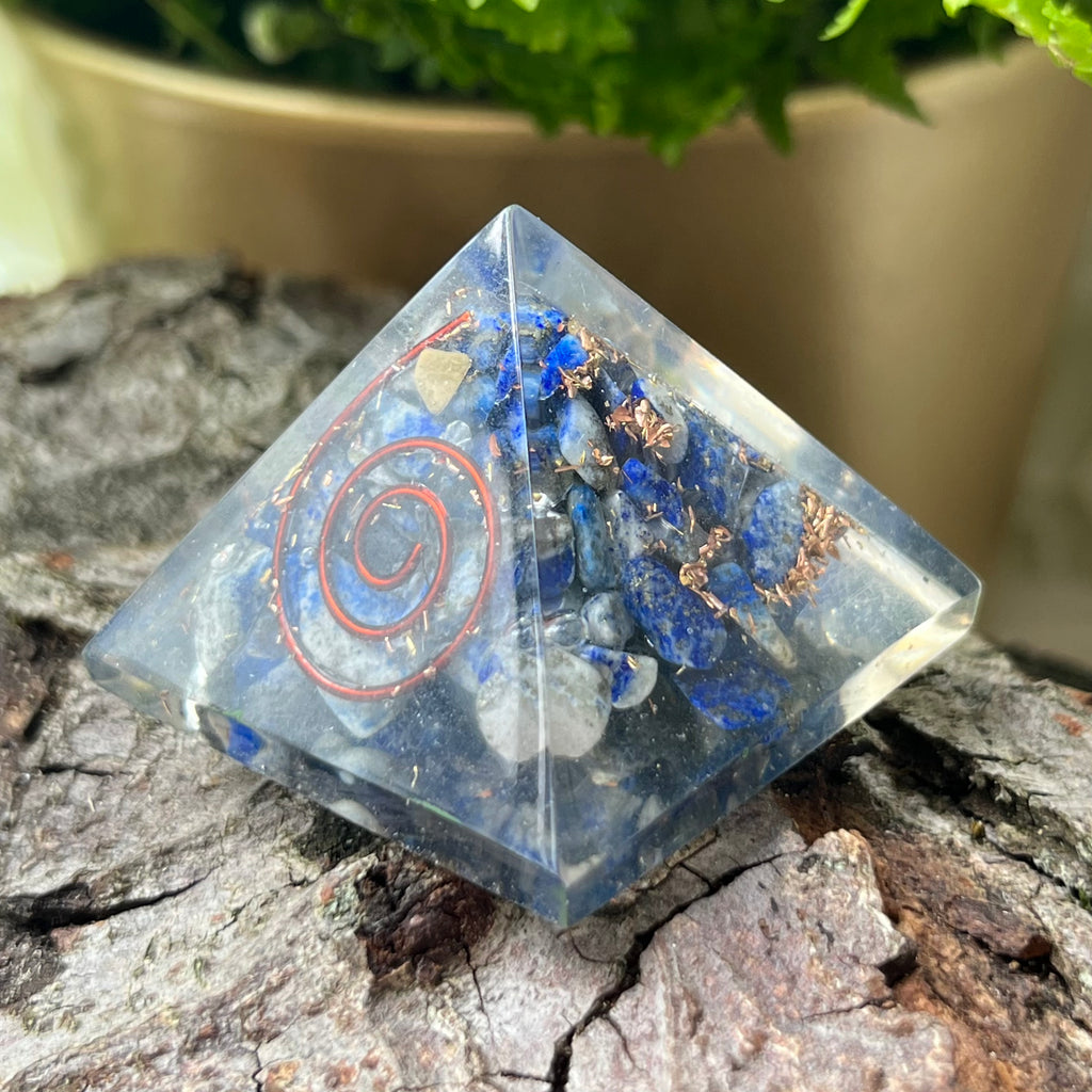 Lapis Lazuli Orgonite Pyramid - Spiritual Elevation & Friendship Crystals