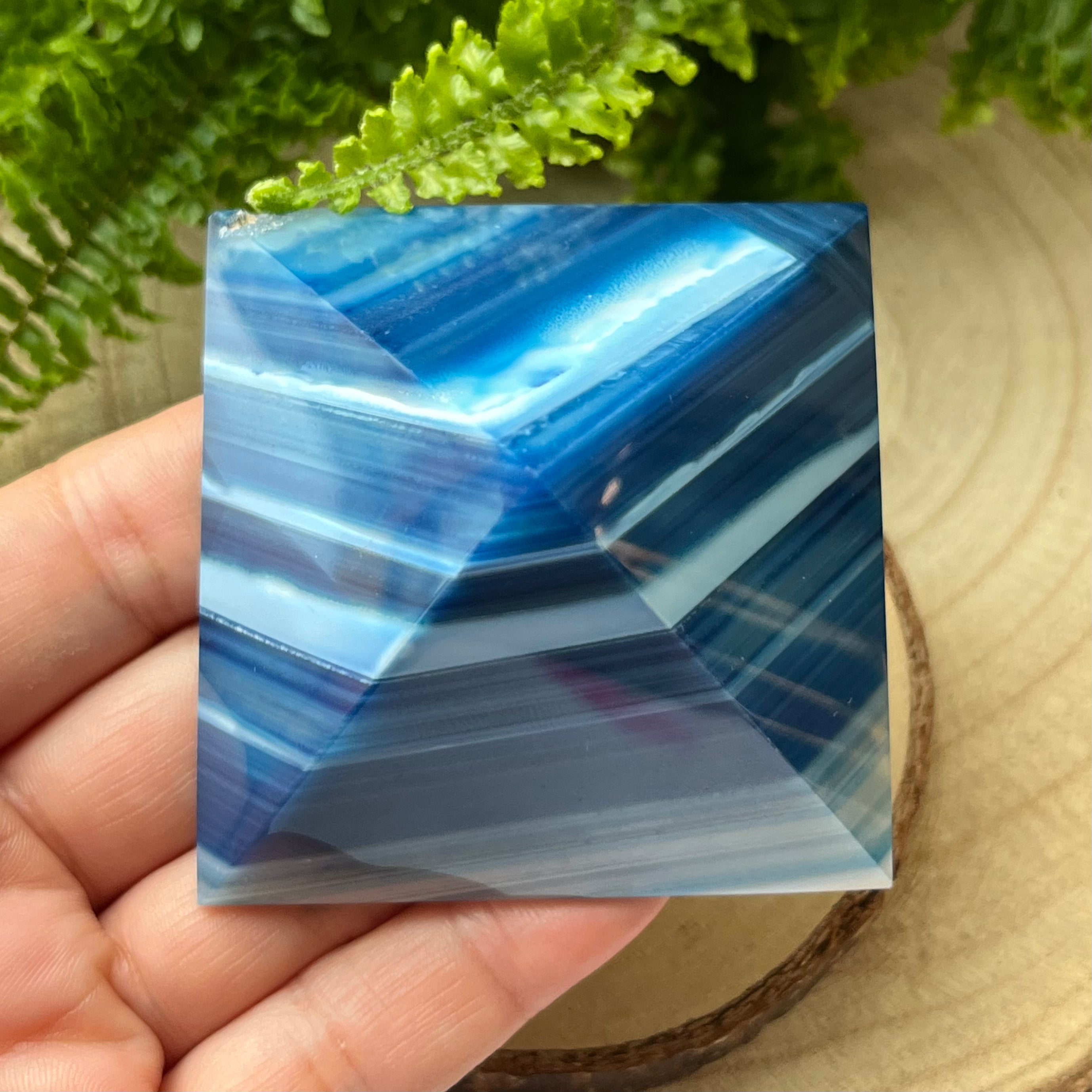 Blue Agate Pyramid - Peace & Happiness Crystals