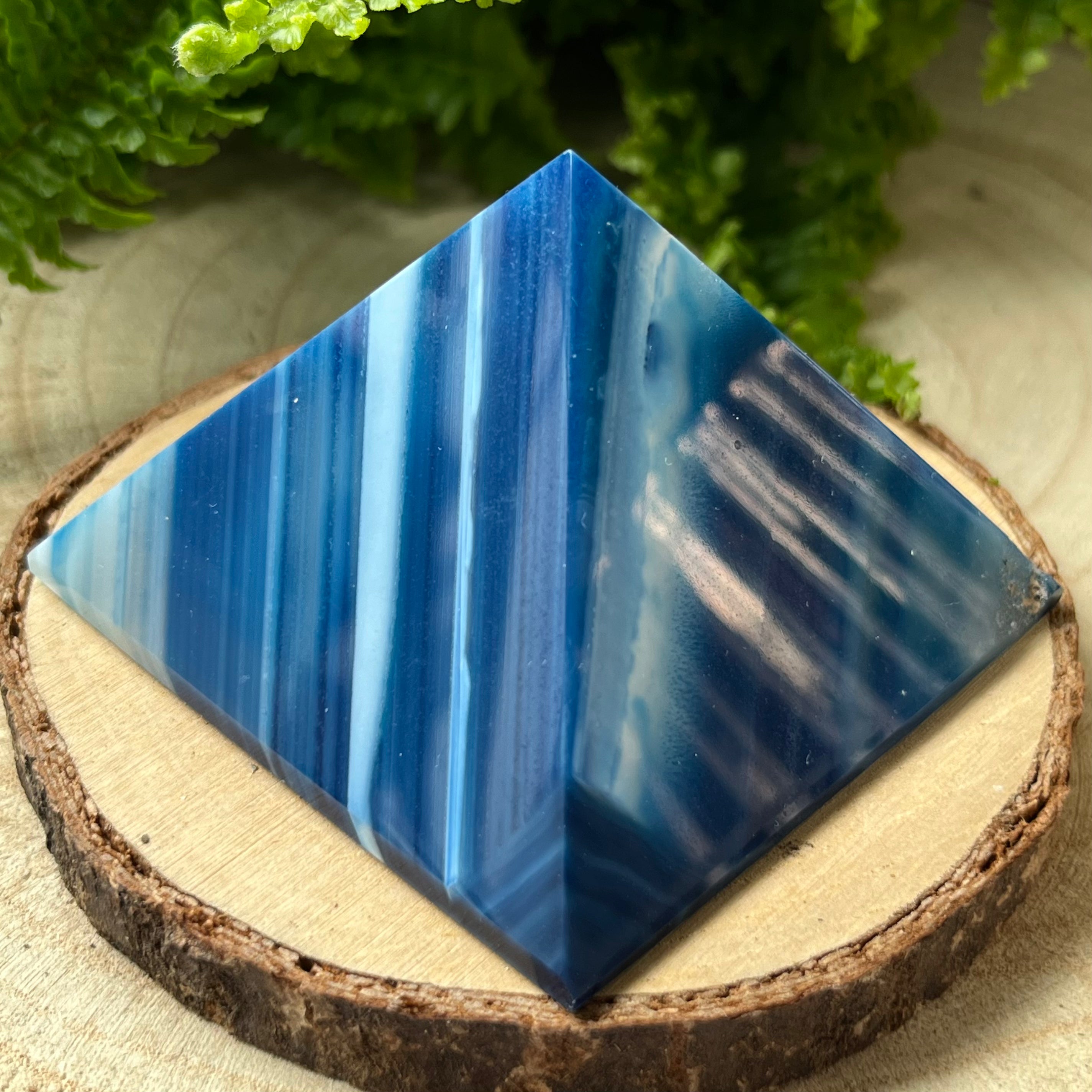 Blue Agate Pyramid - Peace & Happiness Crystals