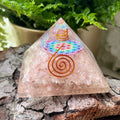 Rose Quartz Flower Of Life Orgonite Pyramid 6.5cm Crystals