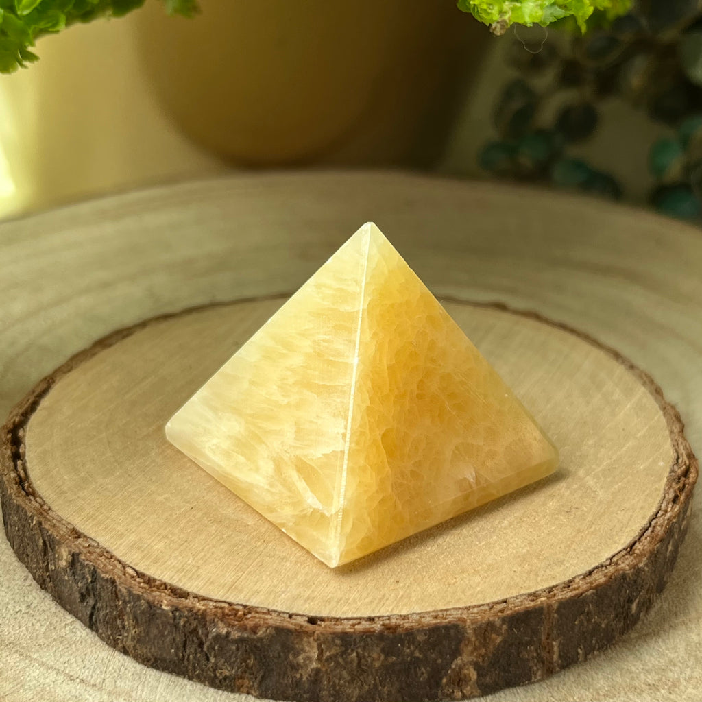 Triangular Pyramid Calcite Orange Calcite Pyramid - Joy & Creativity – BD Crystals