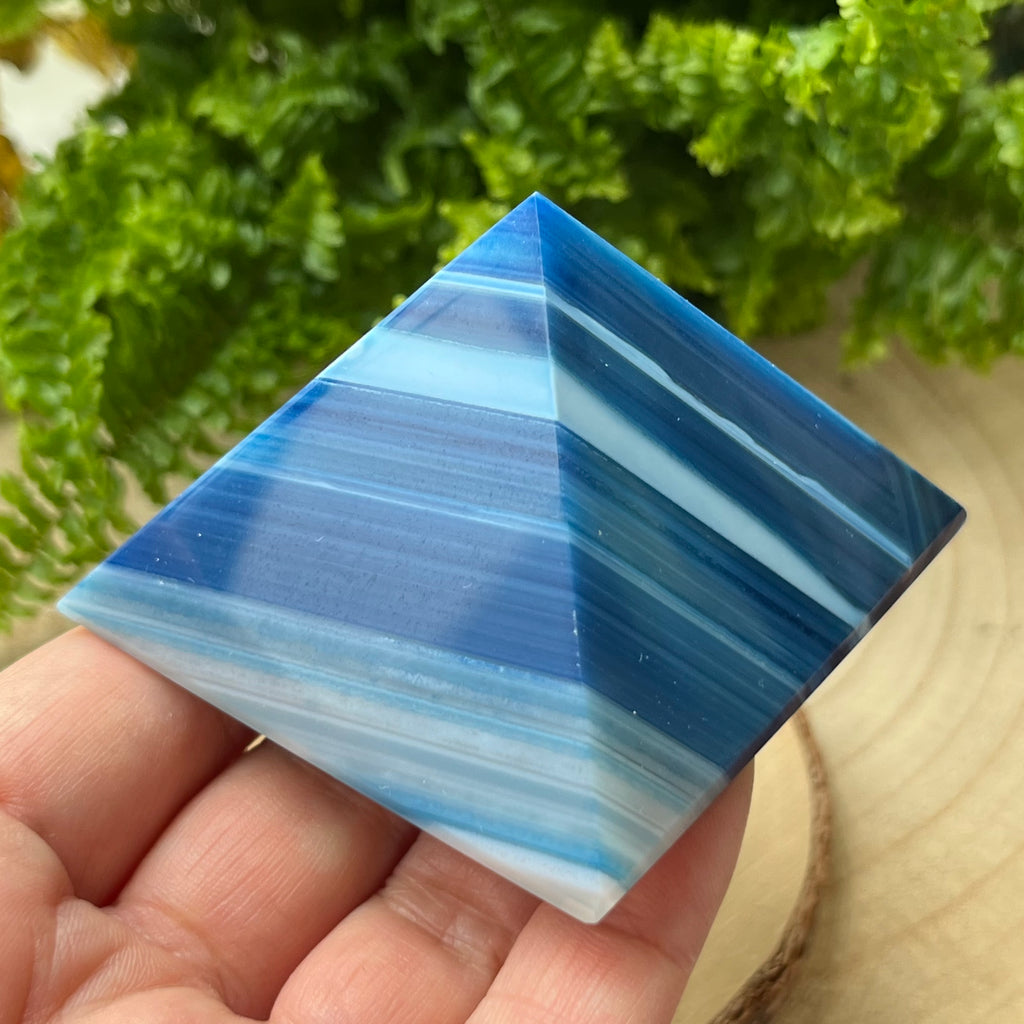Blue Agate Pyramid - Peace & Happiness Crystals