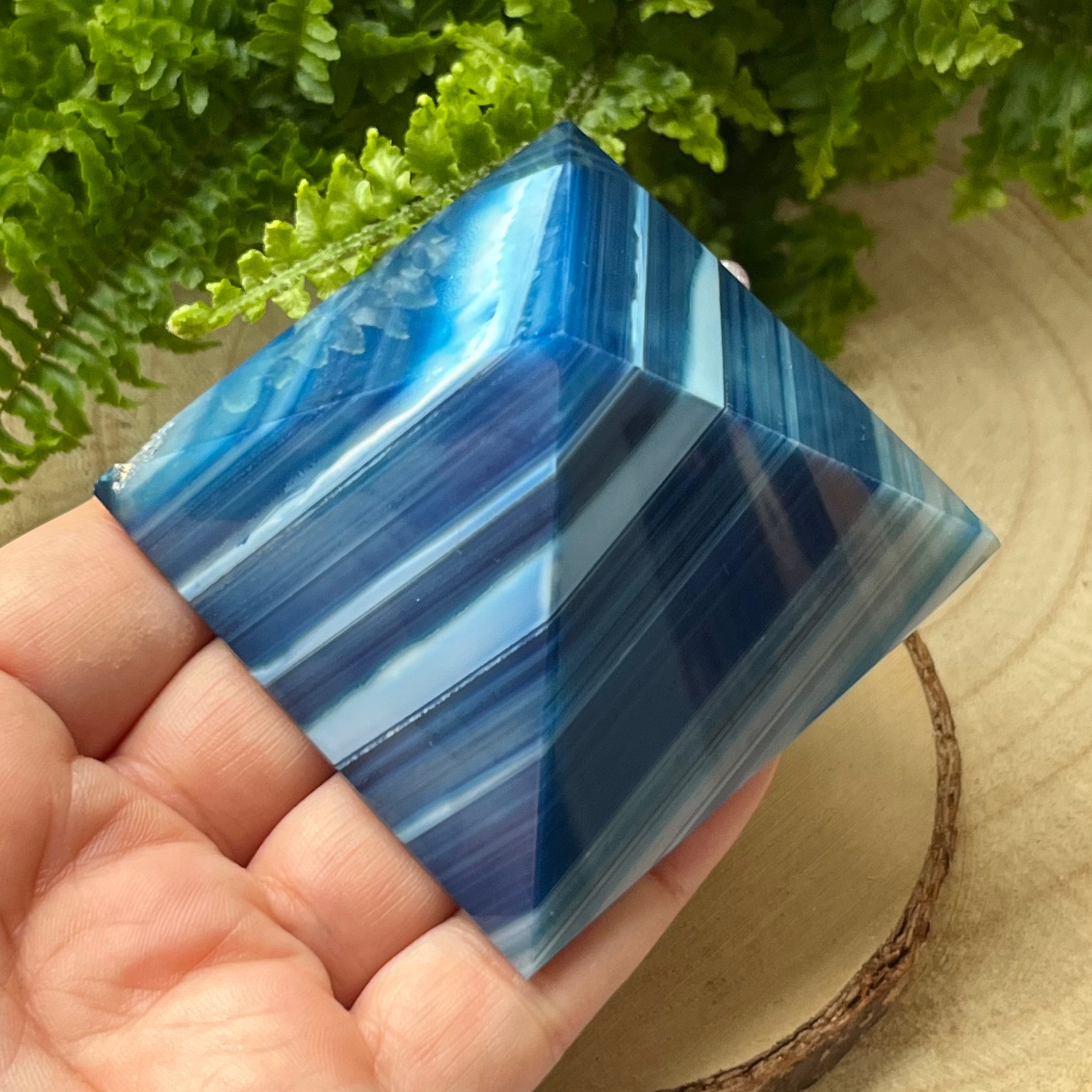 Blue Agate Pyramid - Peace & Happiness Crystals