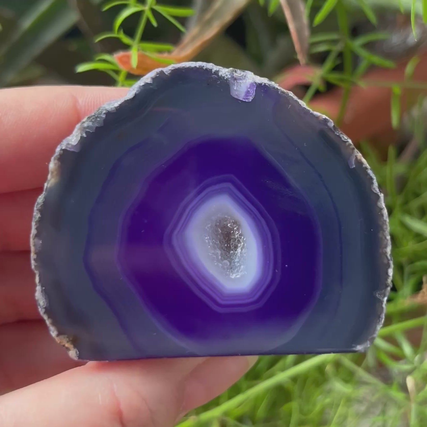Purple Agate Cut Base Geode - Stability & Courage