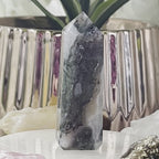 Moss Agate Obelisk- Optimism & Courage