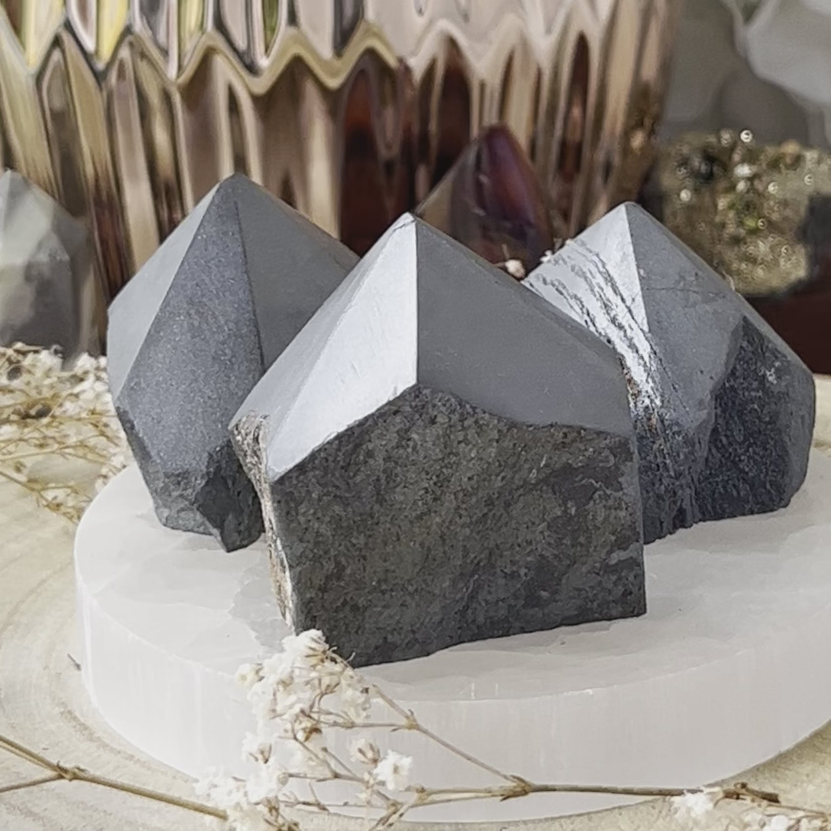 Hematite Cut Base Generator Point - Protection & Connection