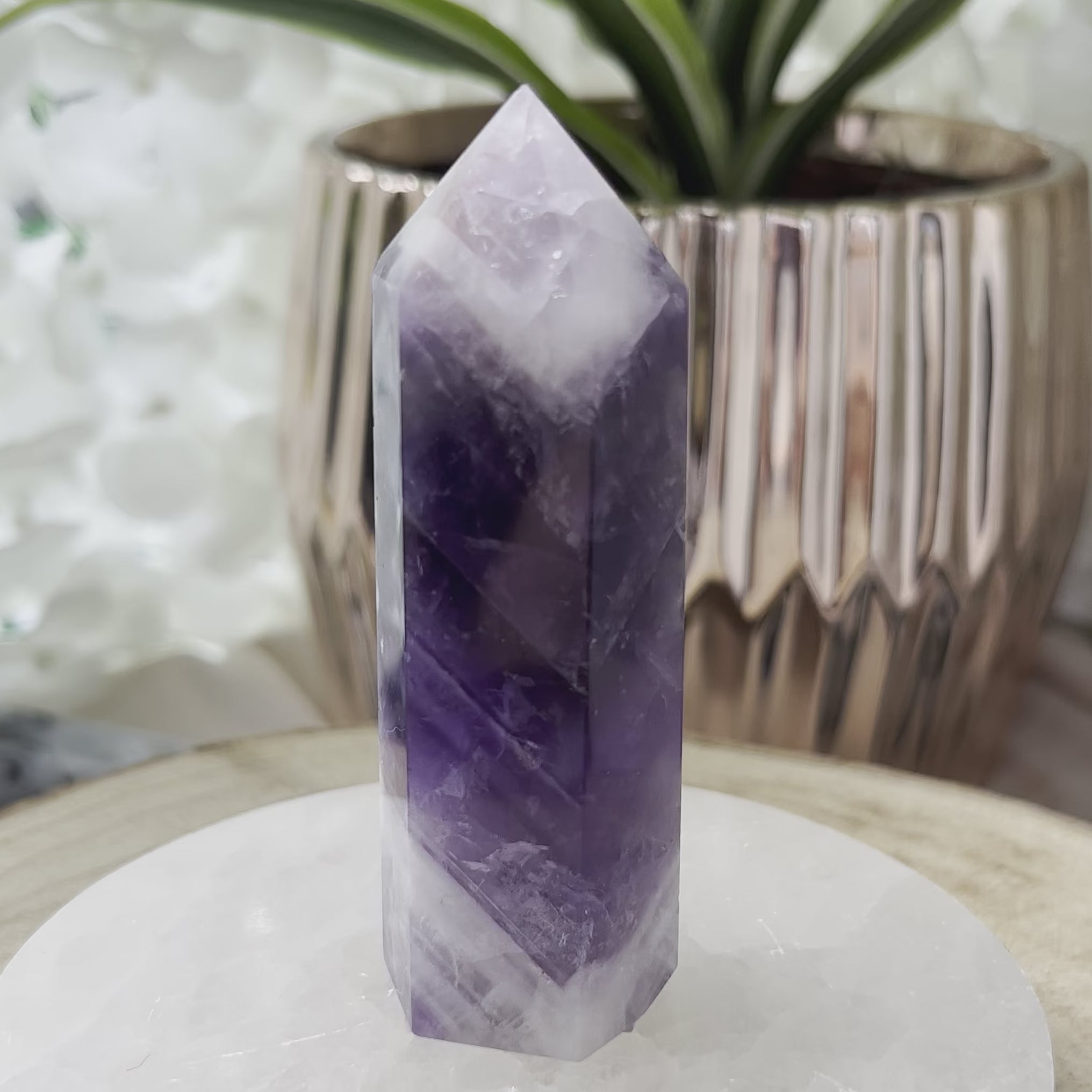 Chevron (Dream/Banded) Amethyst Tower - Spiritual Wisdom & Comfort