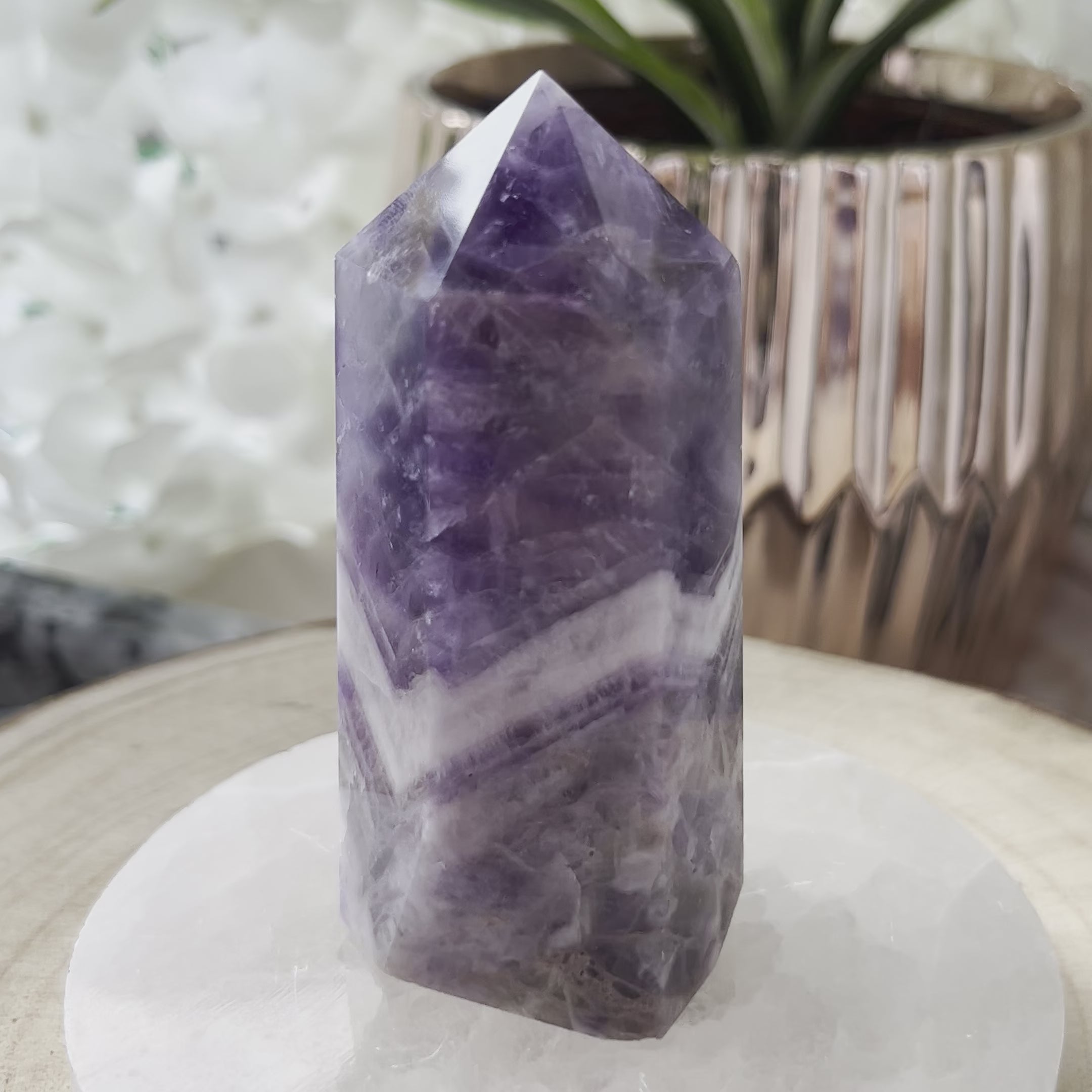 Chevron (Dream/Banded) Amethyst Tower - Spiritual Wisdom & Comfort