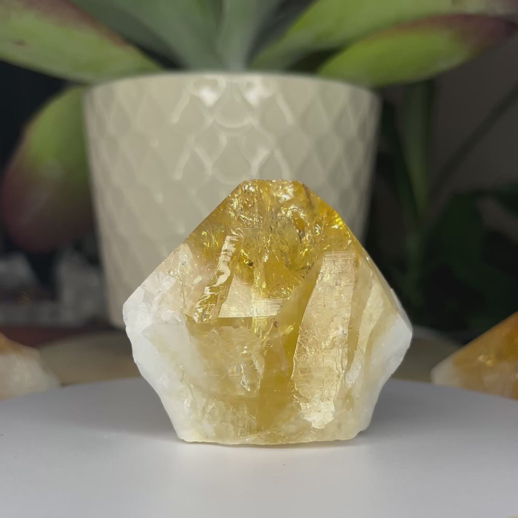 Citrine Cut Base Point (Heat Treated) - Abundance & Success