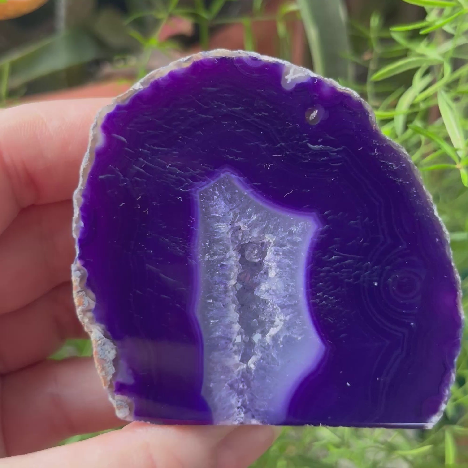 Purple Agate Cut Base Geode - Stability & Courage