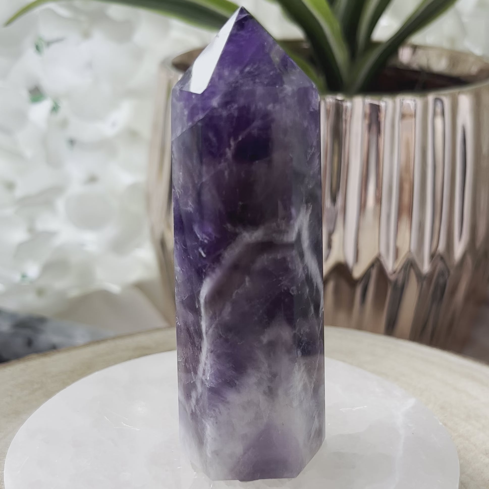 Chevron (Dream/Banded) Amethyst Tower - Spiritual Wisdom & Comfort