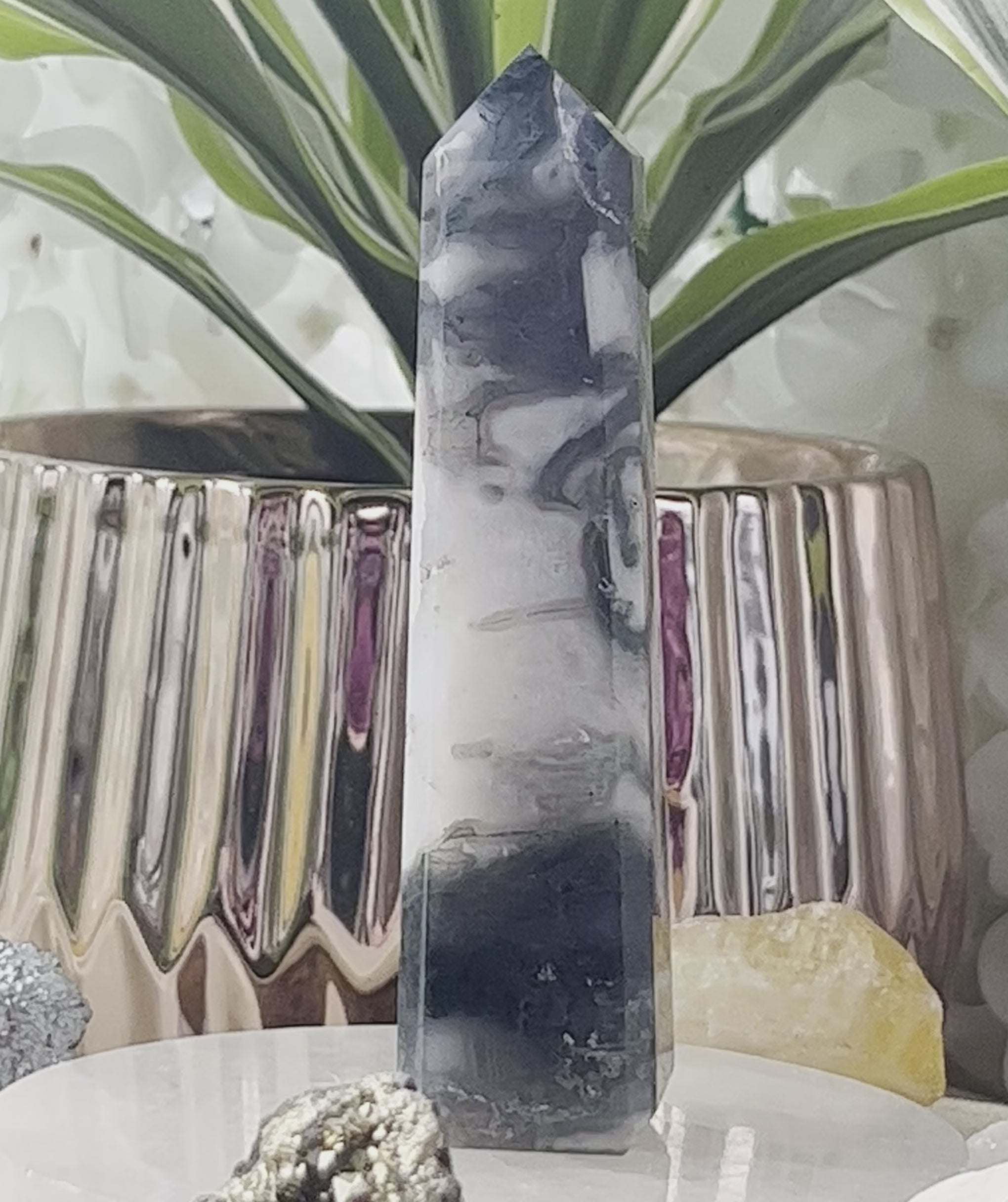 Moss Agate Obelisk- Optimism & Courage