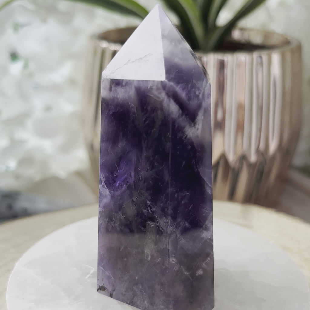 Chevron (Dream/Banded) Amethyst Tower - Spiritual Wisdom & Comfort