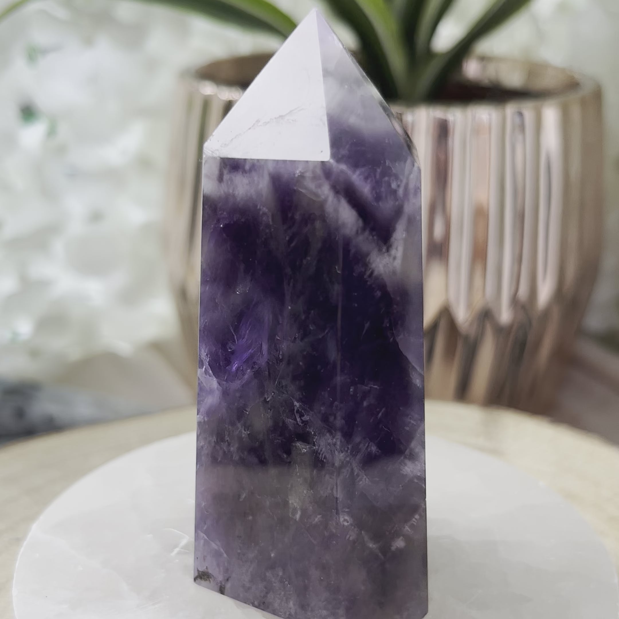 Chevron (Dream/Banded) Amethyst Tower - Spiritual Wisdom & Comfort